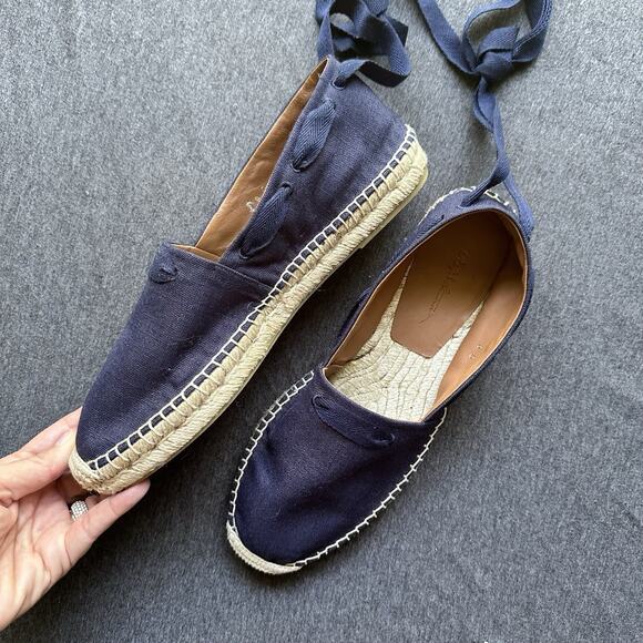 Ralph Lauren Bowsworth Lace Linen Logo Almond Toe Slip On Men's 8 Women’s 10.5 - Picture 11 of 16